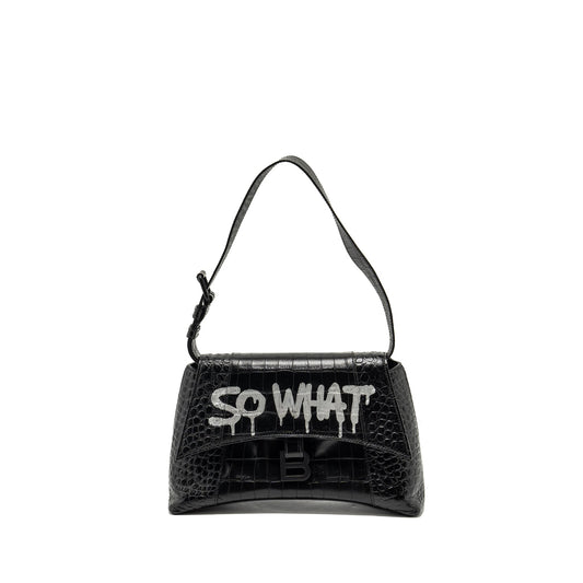 BALENCIAGA Limited Edition Downtown Small Mini Purse Calfskin Black with Black Hardware