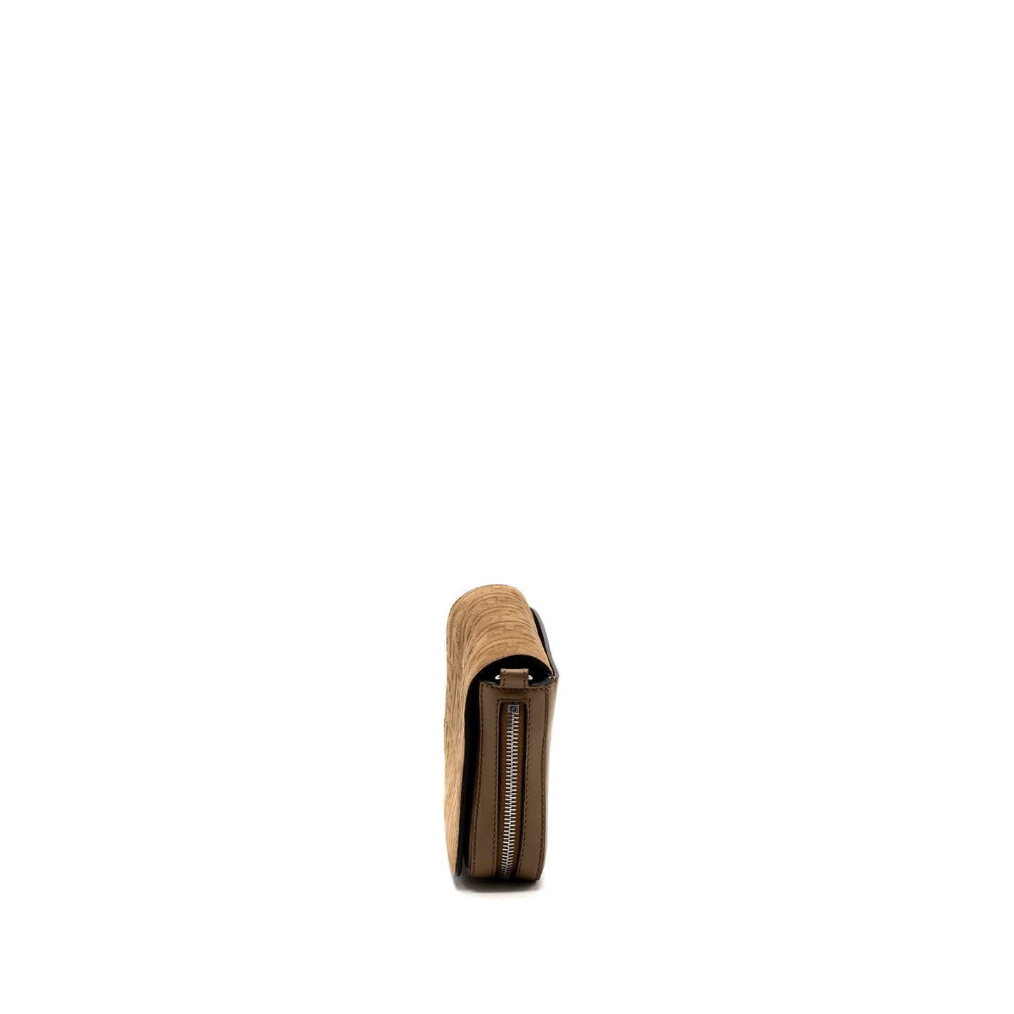 Fendi Vitello Grace Expand Flap Purse Calfskin Light Brown