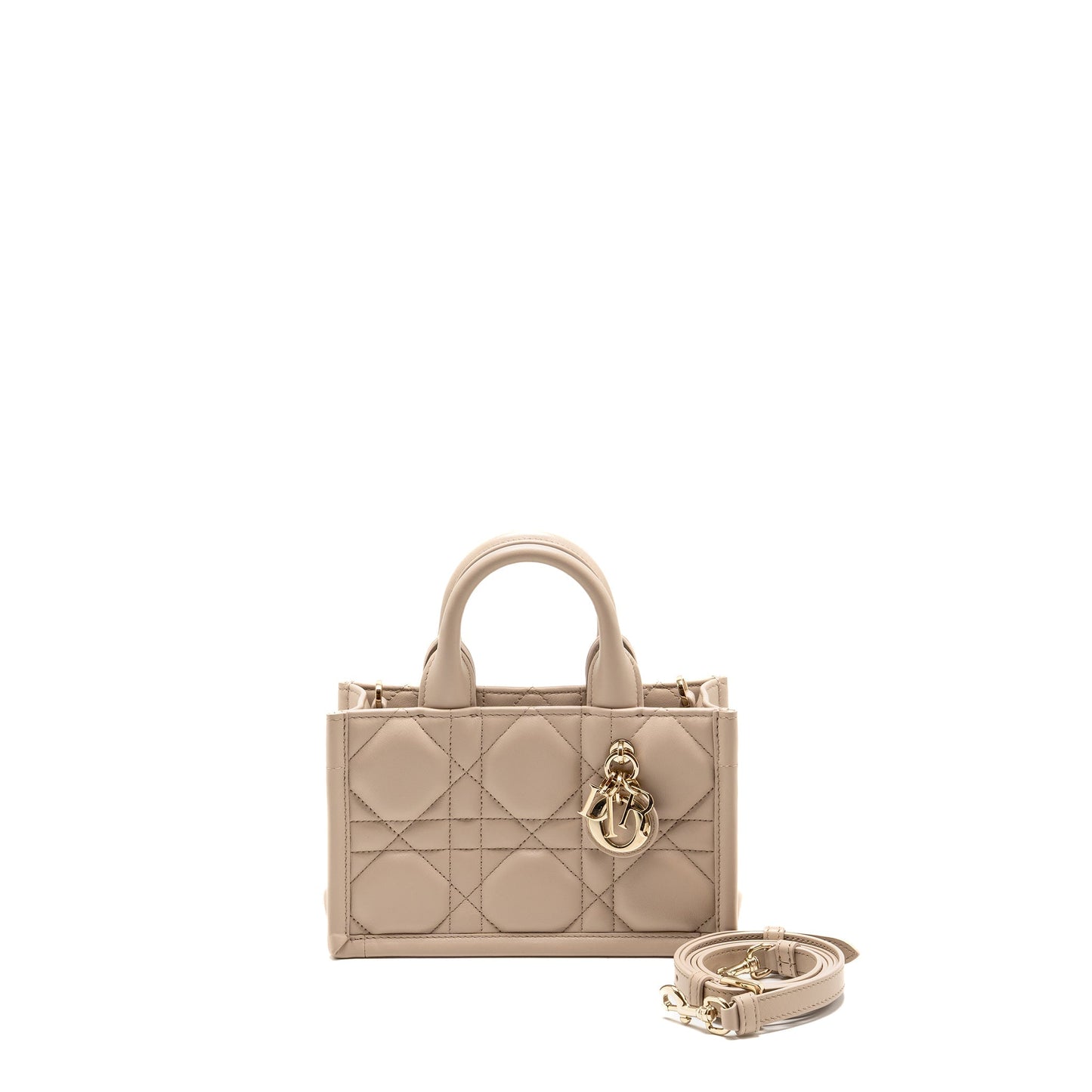 Dior Dioramour Mini Dior Book Tote Macrocannage Calfskin Powder Beige