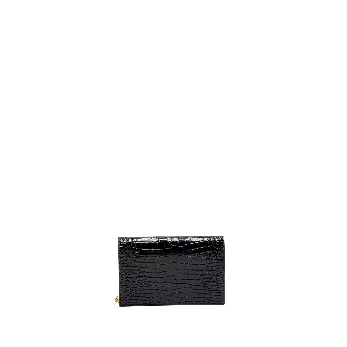 Saint Laurent/ Kate Tassel Crocodile-Embossed Calfskin Black