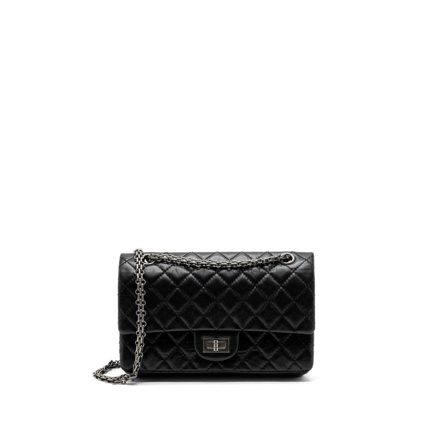 Chanel 2.55 Small Reissue Flap Bag Aged Calfskin Black Ruthenium Hardware (Microchip)