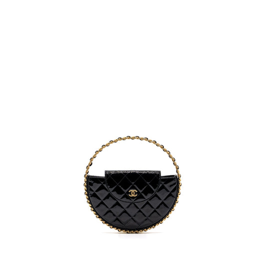 Chanel 23K hoop bag patent black GHW (microchip)