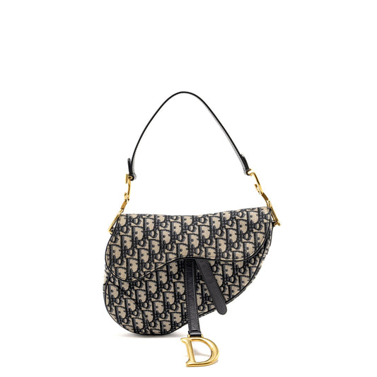 Dior Medium Saddle Purse Blue Oblique Canvas