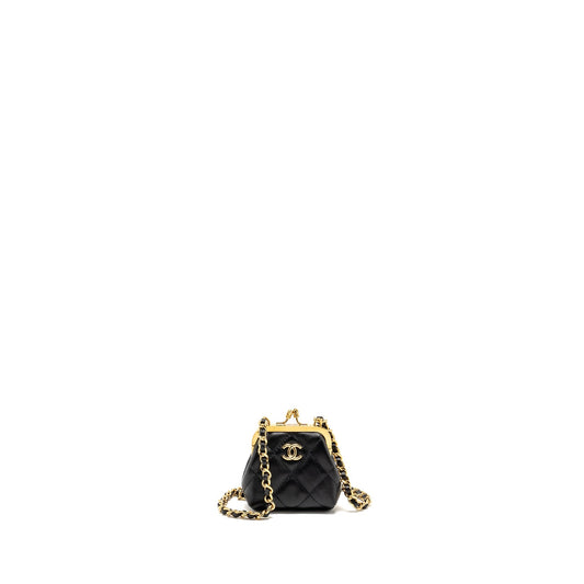 Chanel 23p Mini Coin Purse with Chain Calfskin Black LGHW(microchip)