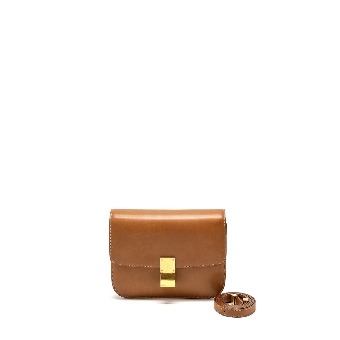 Celine Medium Classic Box Purse Calfskin Brown