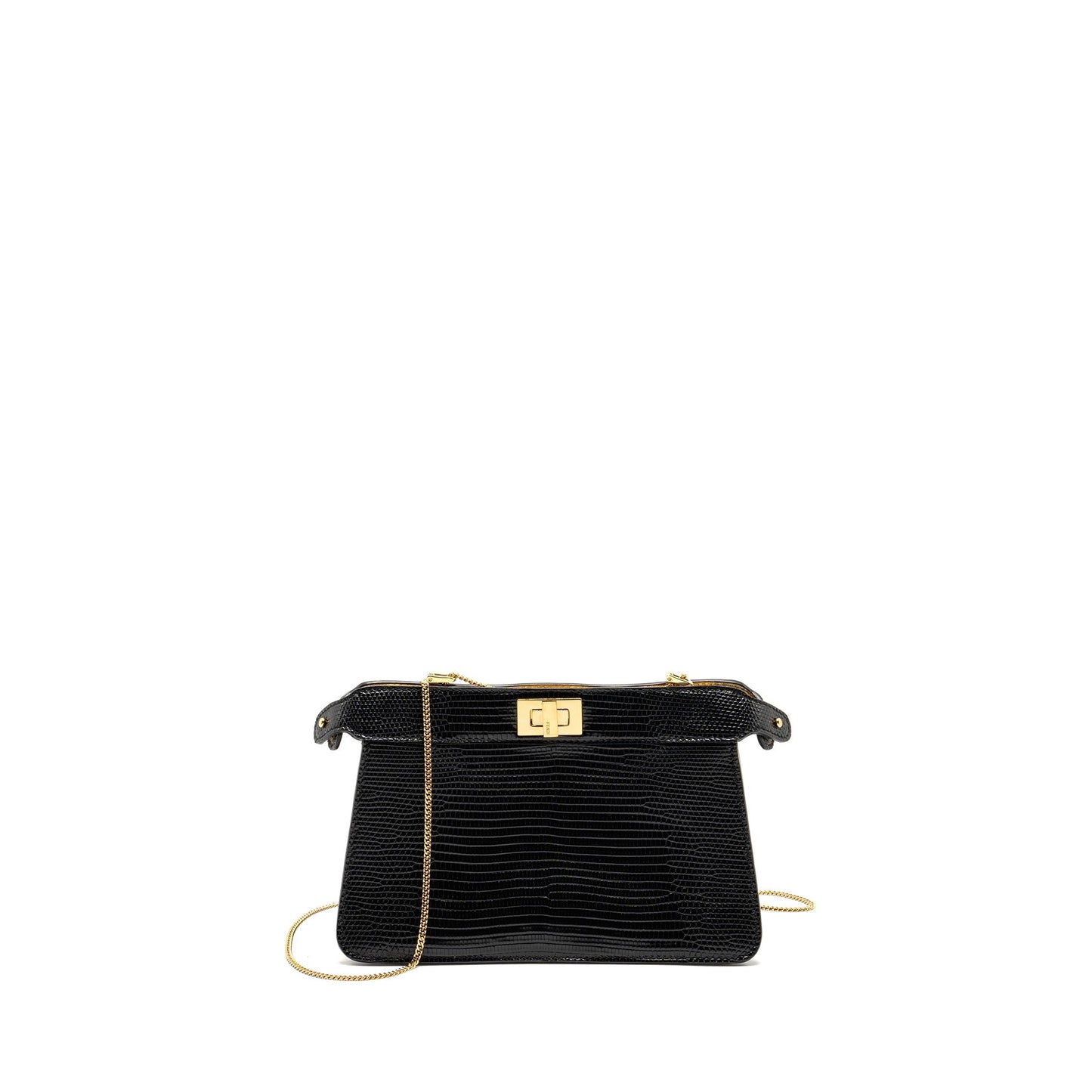 Fendi Peekaboo I See You Purse Lizard Black