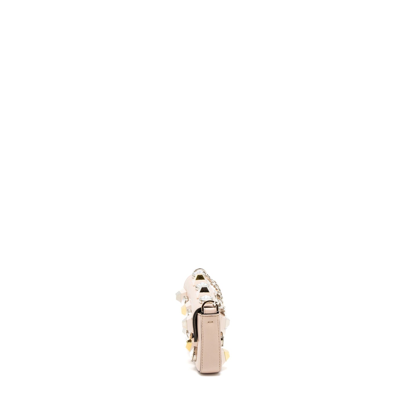 Fendi Mini Flap Clutch with Chain Lambskin Light Pink