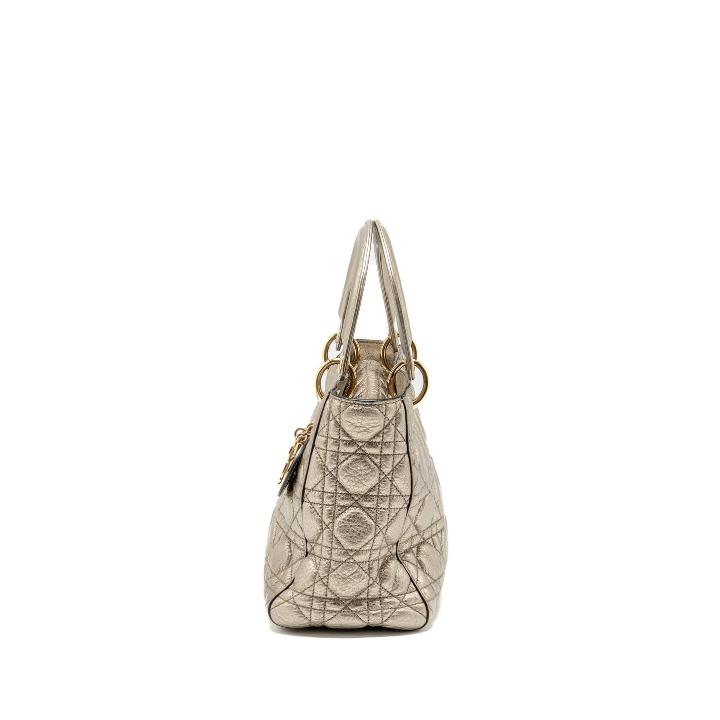 Dior Medium Lady Dior Cannage Calfskin Metallic Gold
