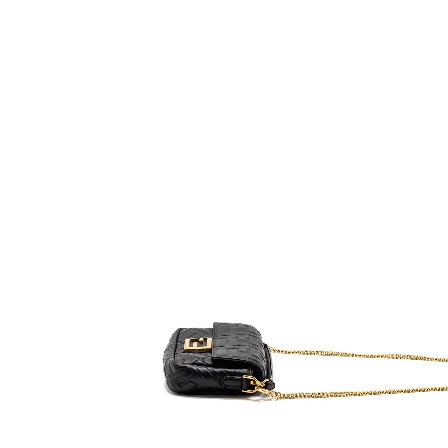 Fendi Mini Baguette Purse Motif Nappa Leather Black
