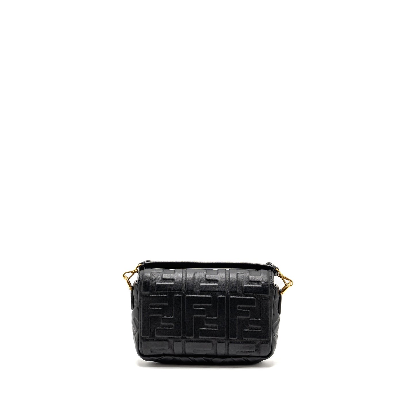 Fendi Mini Baguette Purse Motif Nappa Leather Black