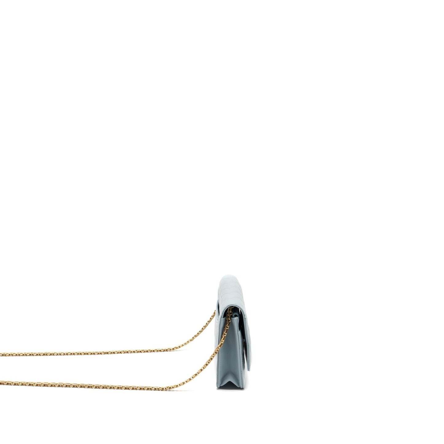 Chanel 2.55 Reissue Wallet on Chain Aged Calfskin Light Blue Brushed GHW (Microchip)