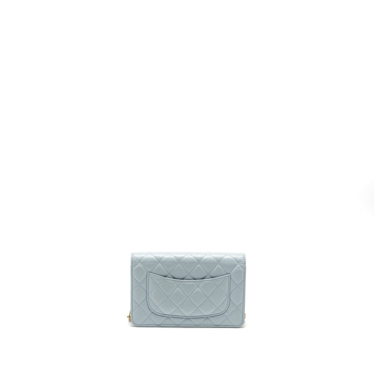 Chanel 2.55 Reissue Wallet on Chain Aged Calfskin Light Blue Brushed GHW (Microchip)
