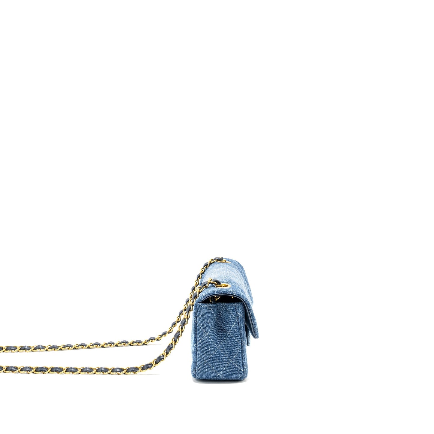 CHANEL 24S Mini Rectangular Flap Bag Denim Blue GHW (Microchip)