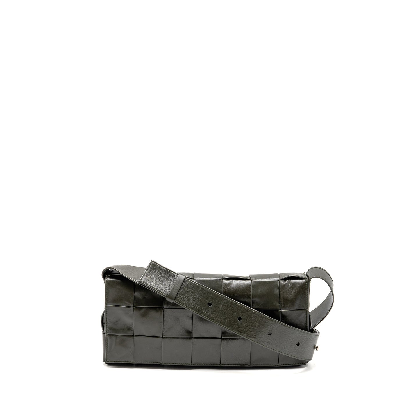 Bottega Veneta Cassette Crossbody Purse Lambskin Dark Green Ruthenium