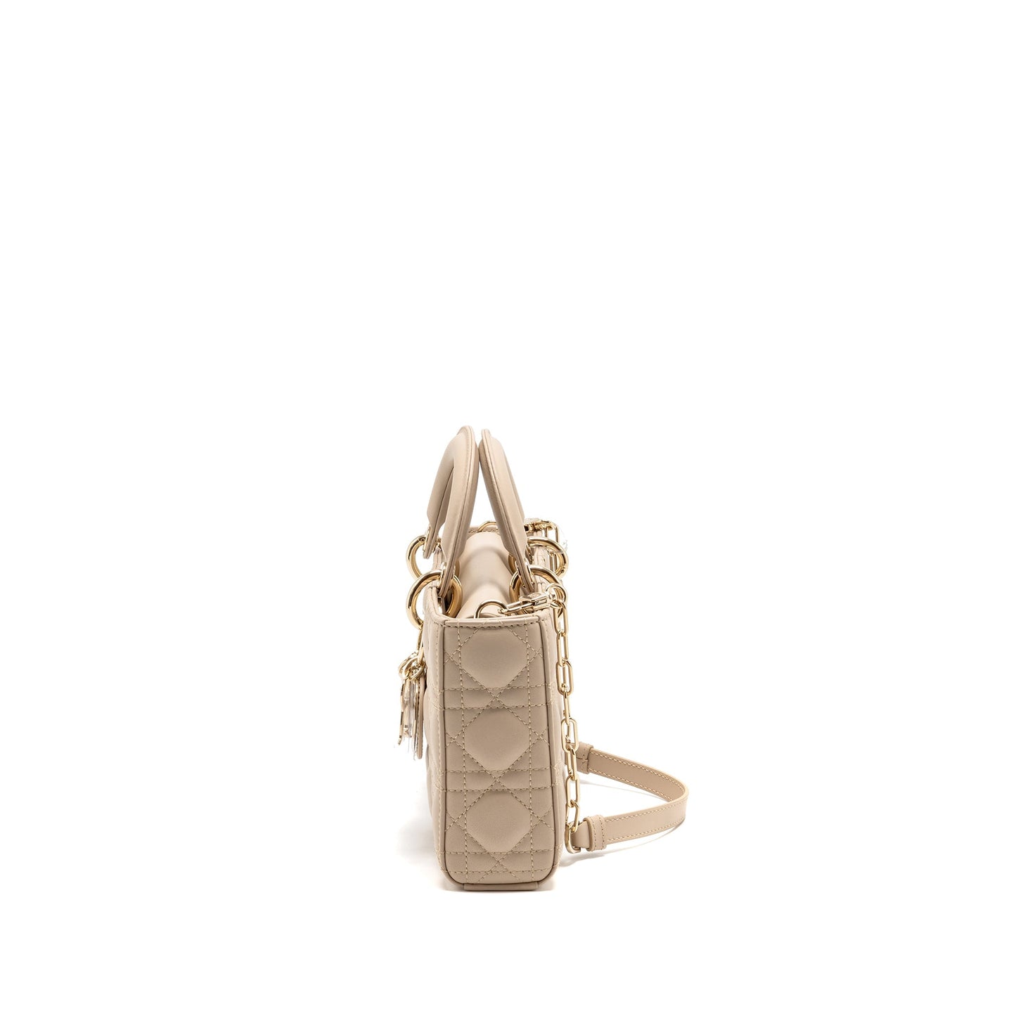 Dior Medium lady D-Joy Purse cannage lambskin powder beige