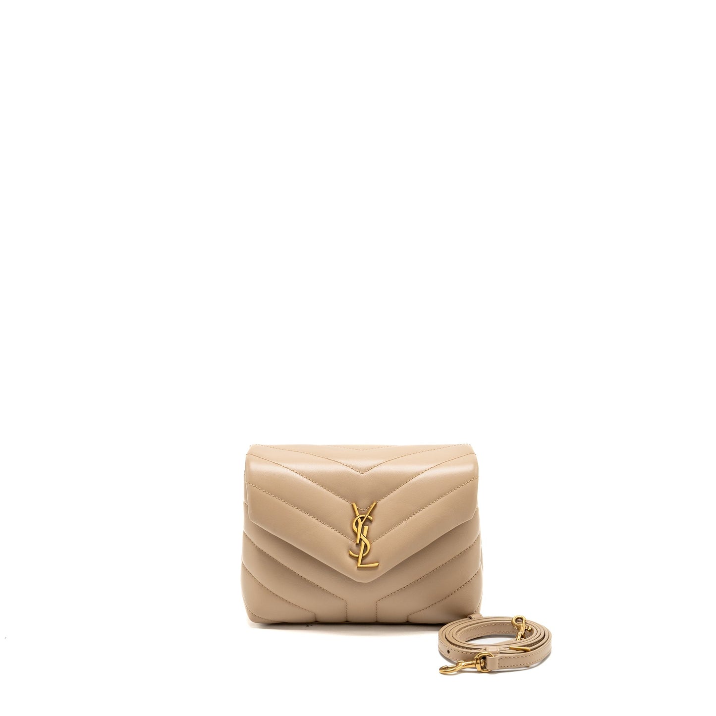 Saint Laurent/ Mini Toy Loulou Strap Purse Calfskin Dark Beige