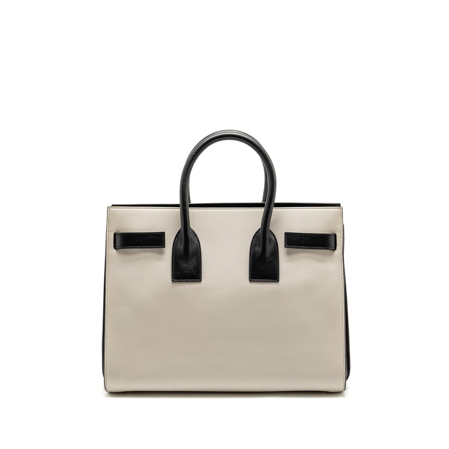Saint Laurent / Small Sac de Jour Tote Purse Calfskin White / Black