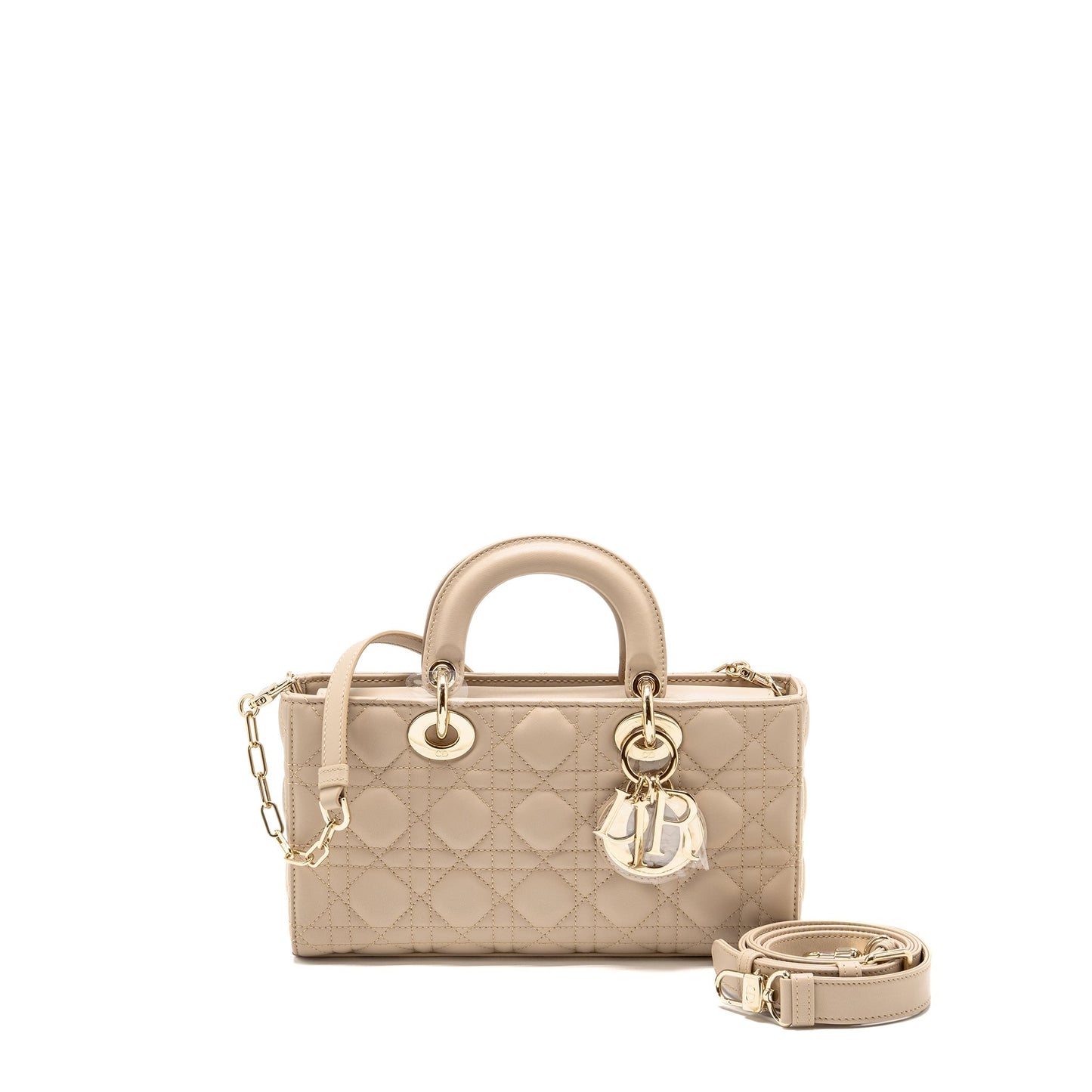 Dior Medium lady D-Joy Purse cannage lambskin powder beige