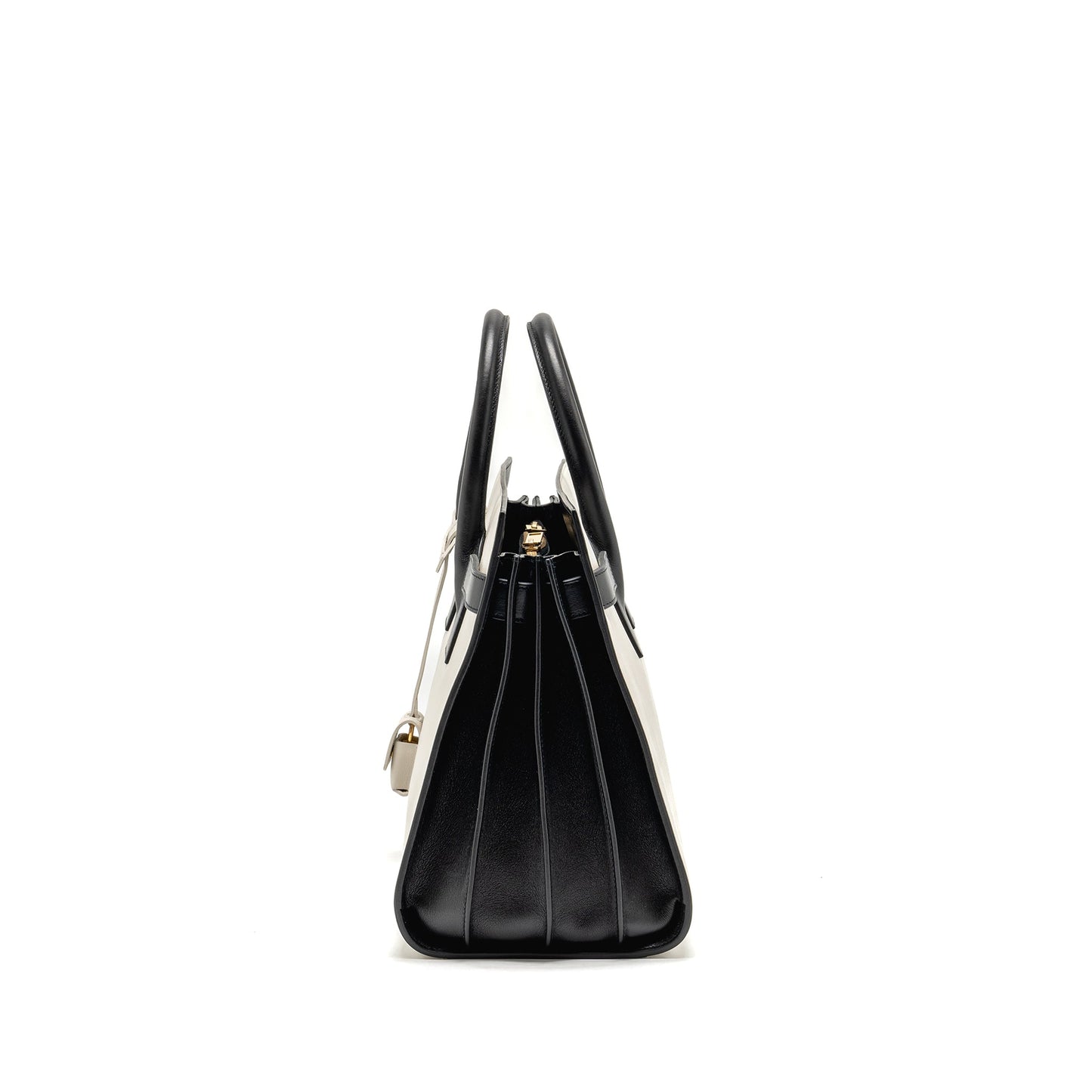 Saint Laurent / Small Sac de Jour Tote Purse Calfskin White / Black