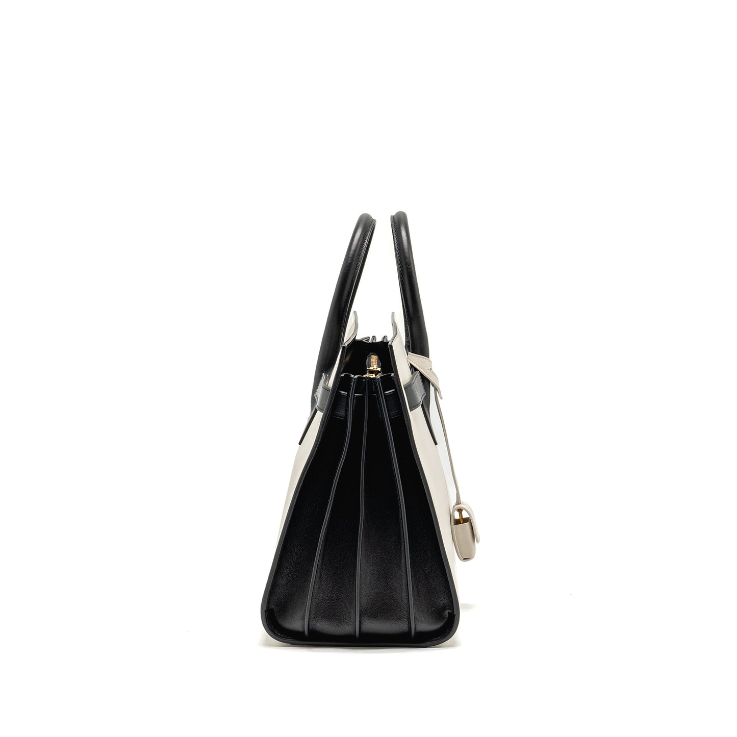 Saint Laurent / Small Sac de Jour Tote Purse Calfskin White / Black