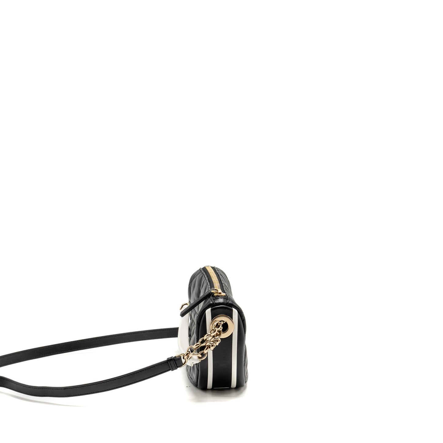Dior Small Vibe Hobo Purse Cannage Lambskin Black/White