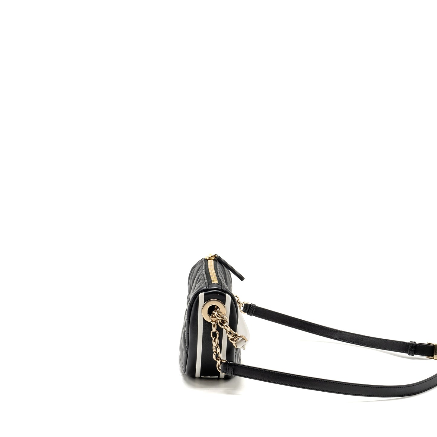 Dior Small Vibe Hobo Purse Cannage Lambskin Black/White
