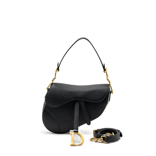 Dior Medium Saddle Purse with Strap Calfskin Black
