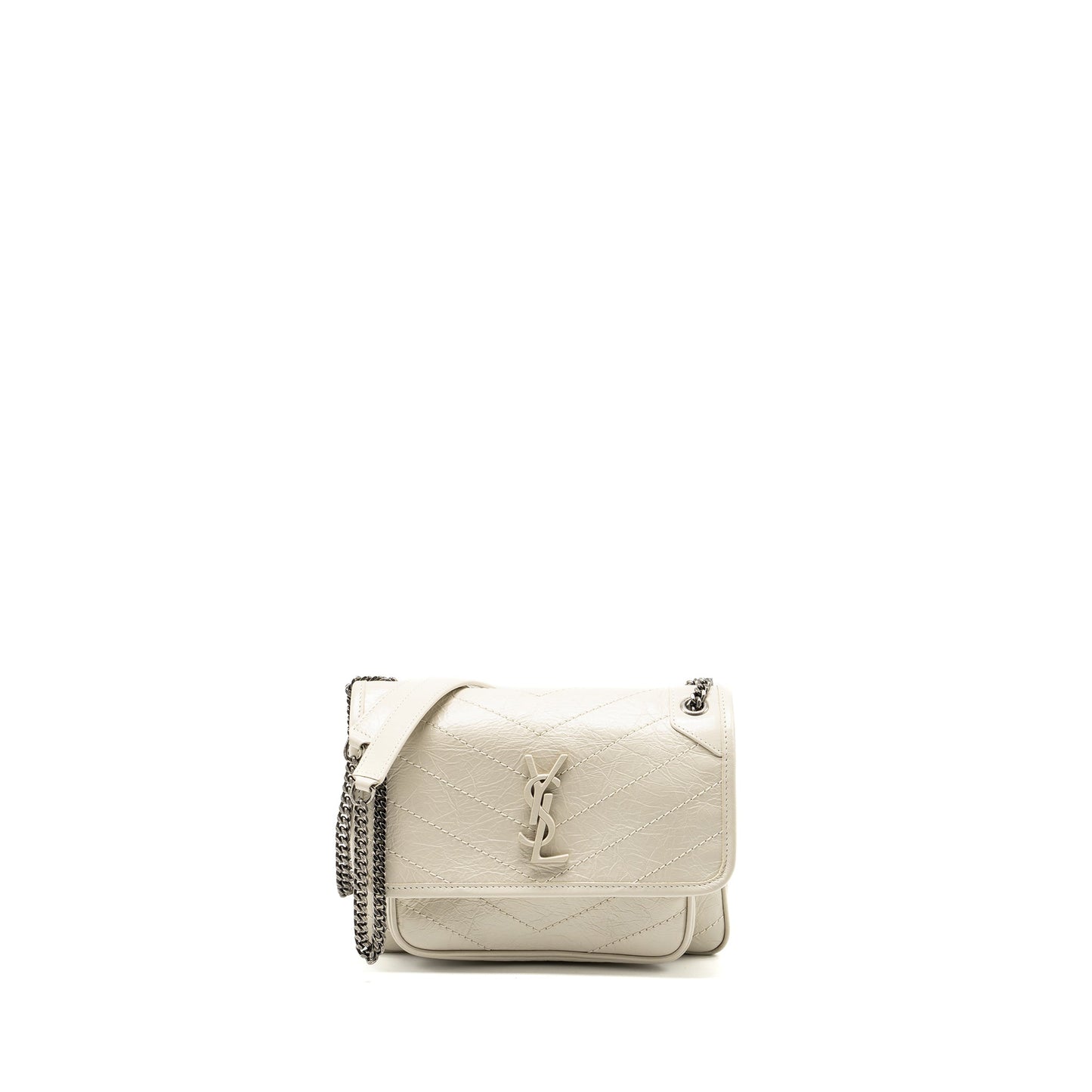 Saint Laurent/ Niki Baby Flap Purse Calfskin white