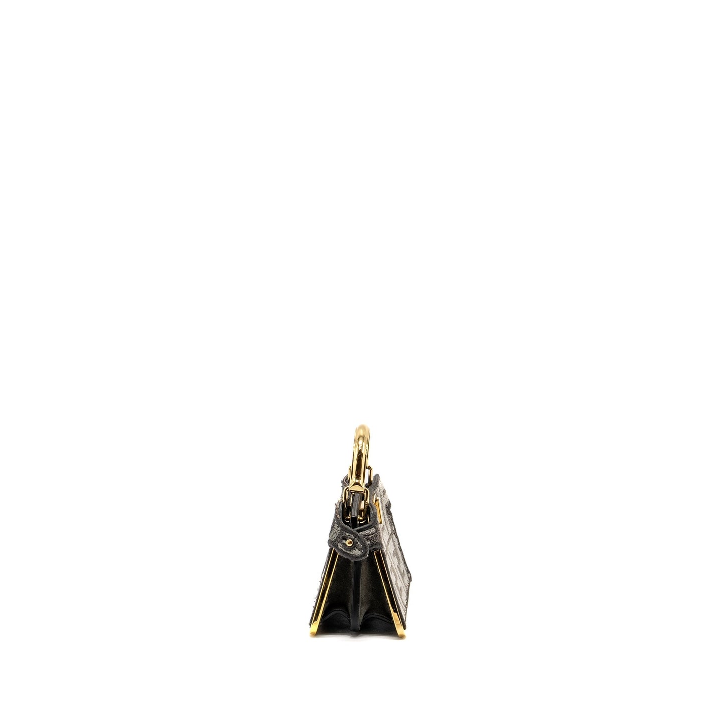 Fendi Nano Peekaboo Purse Fabric Dark Grey