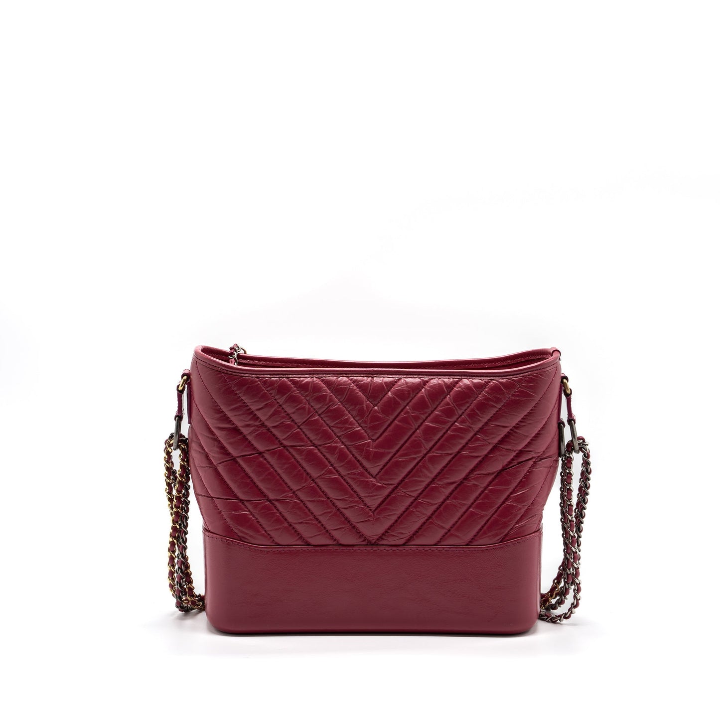 Chanel chevron Gabrielle hobo bag calfskin raspberry multicolour hardware