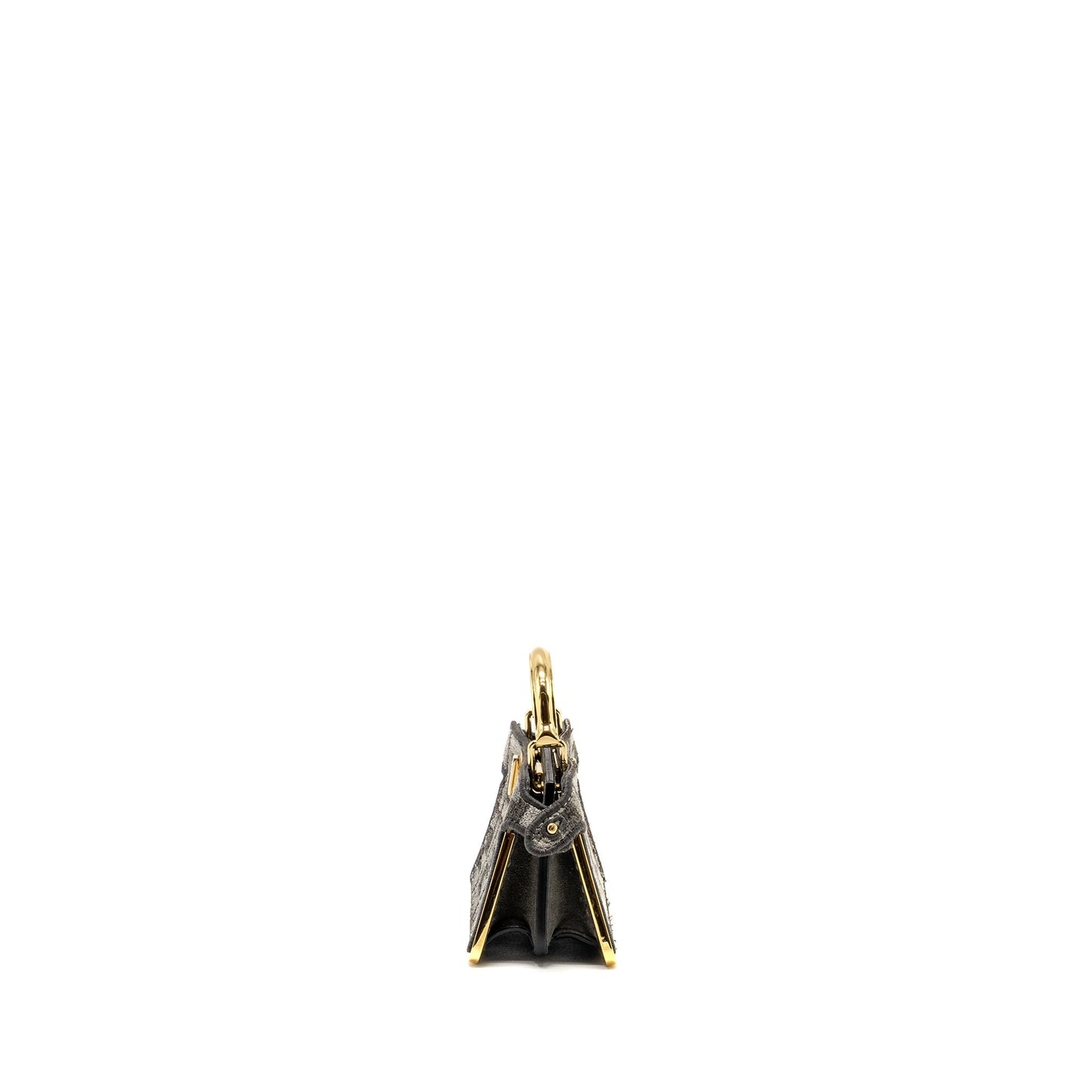 Fendi Nano Peekaboo Purse Fabric Dark Grey