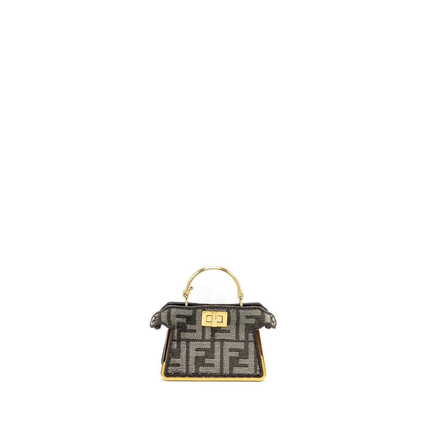 Fendi Nano Peekaboo Purse Fabric Dark Grey
