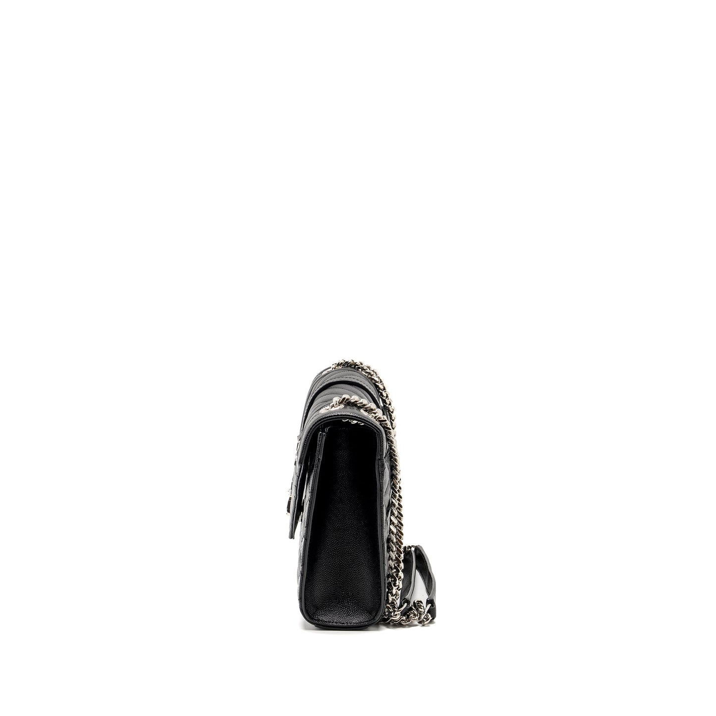 Saint Laurent/ Medium Envelope Chain Purse Grained Calfskin Mix Matelasse Black