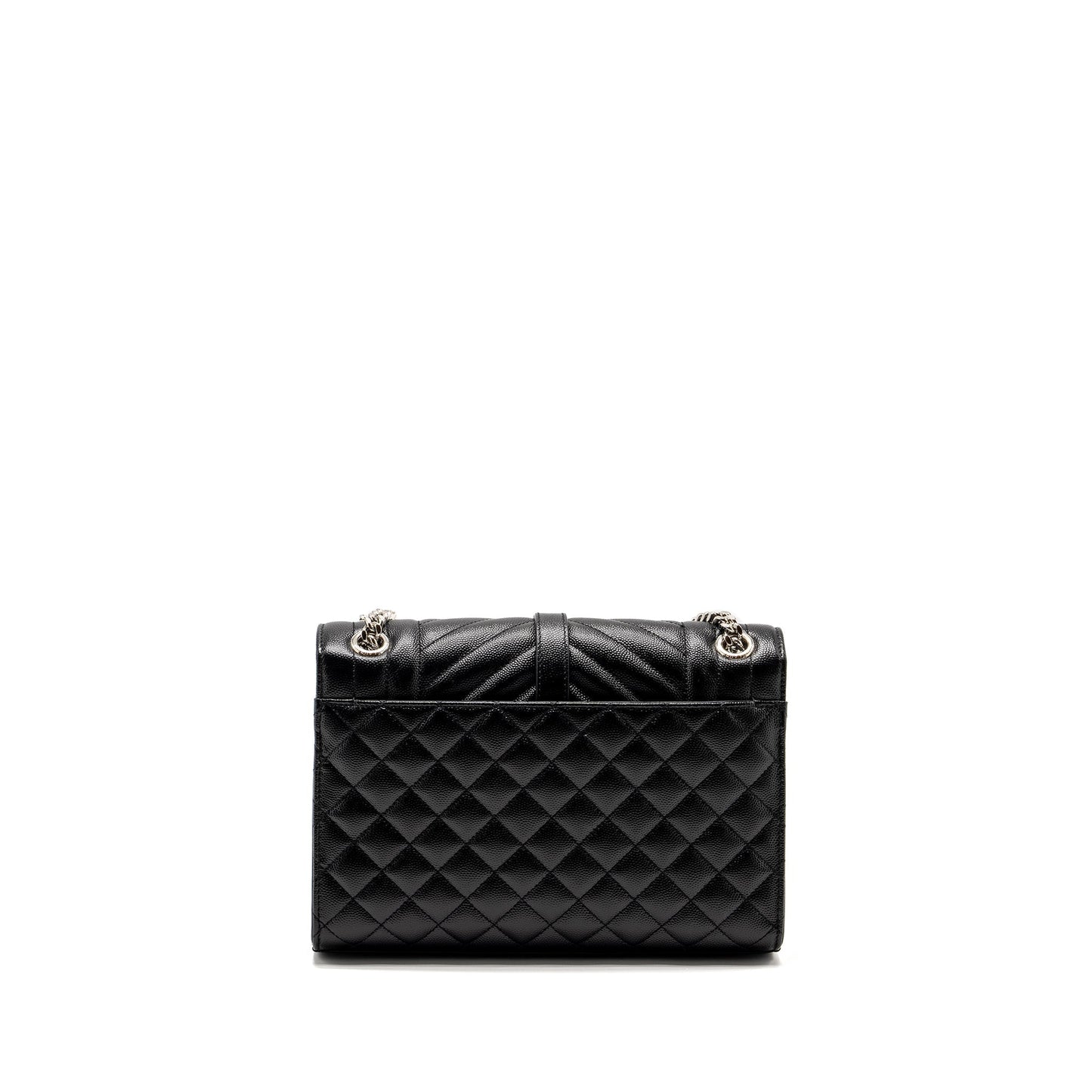 Saint Laurent/ Medium Envelope Chain Purse Grained Calfskin Mix Matelasse Black