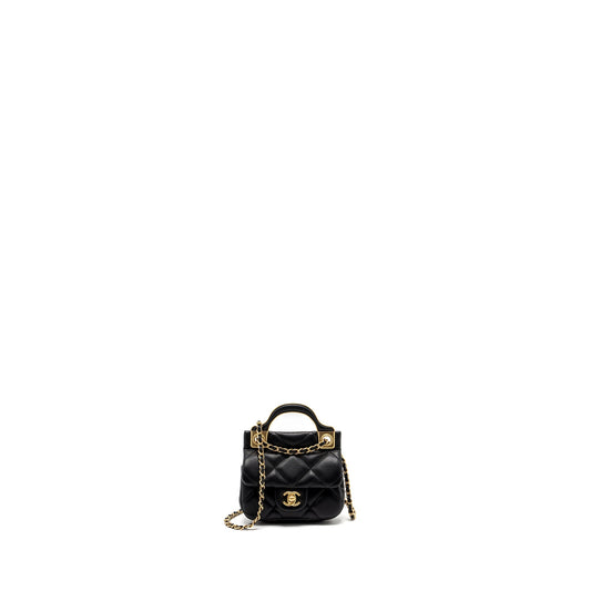 Chanel 21K Mini Flap Bag Calfskin Black Brushed GHW
