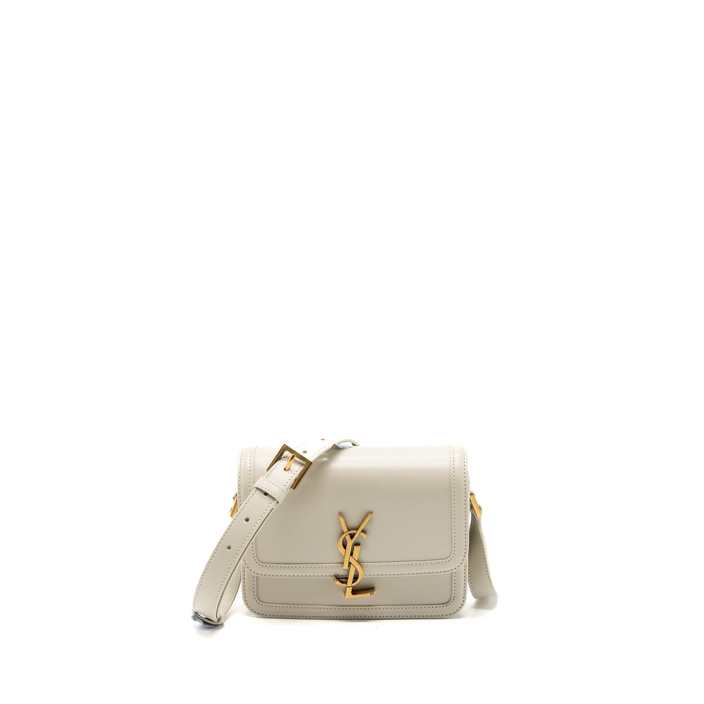 Saint Laurent Small Solferino Satchel Crossbody Purse White