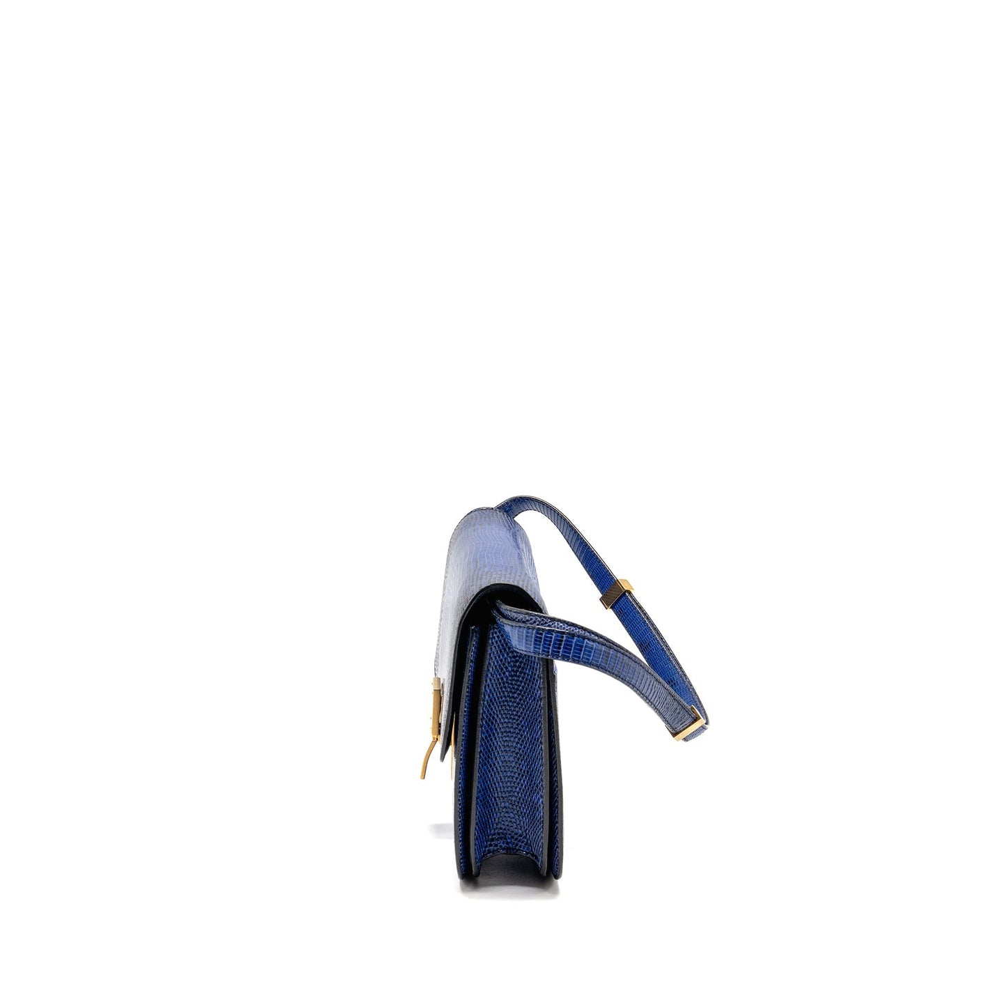 Luxury CELINE Medium Classic Box Bag Lizard Blue GHW