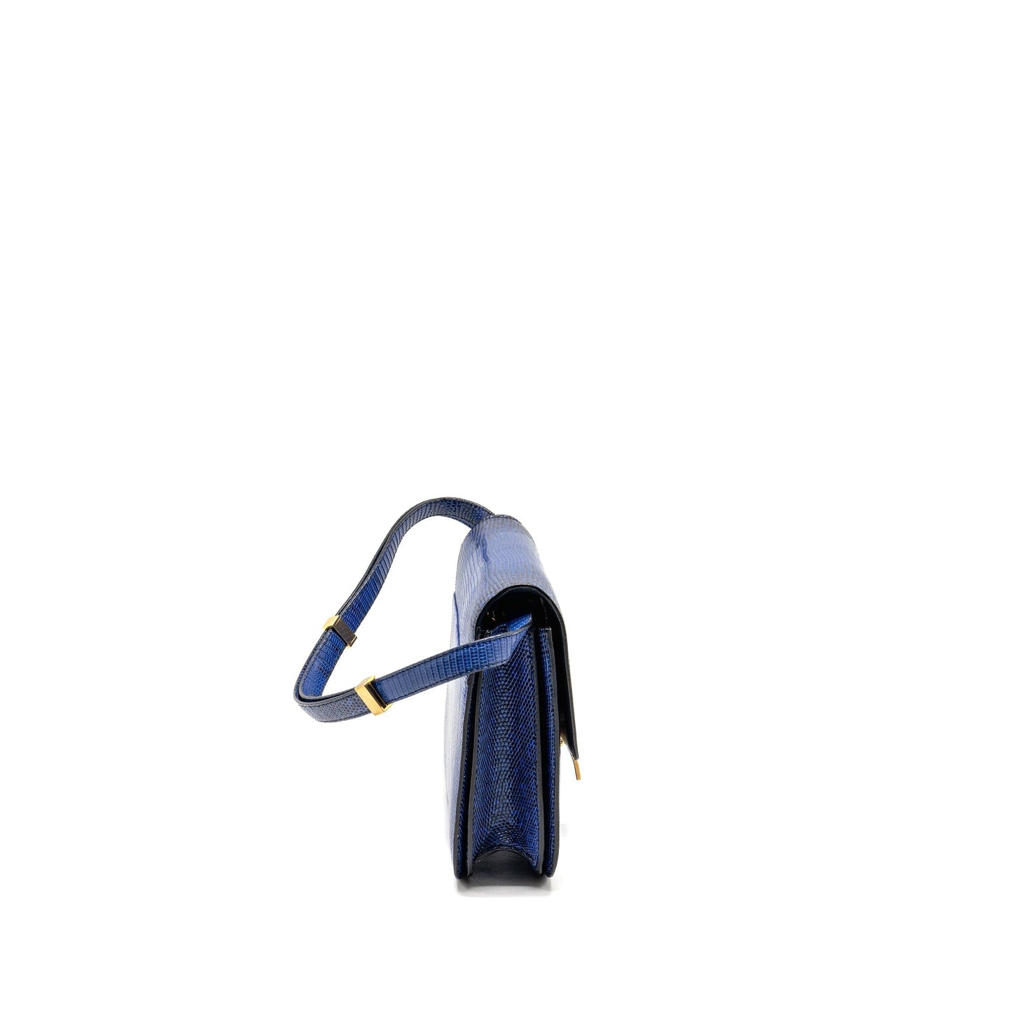 Luxury CELINE Medium Classic Box Bag Lizard Blue GHW