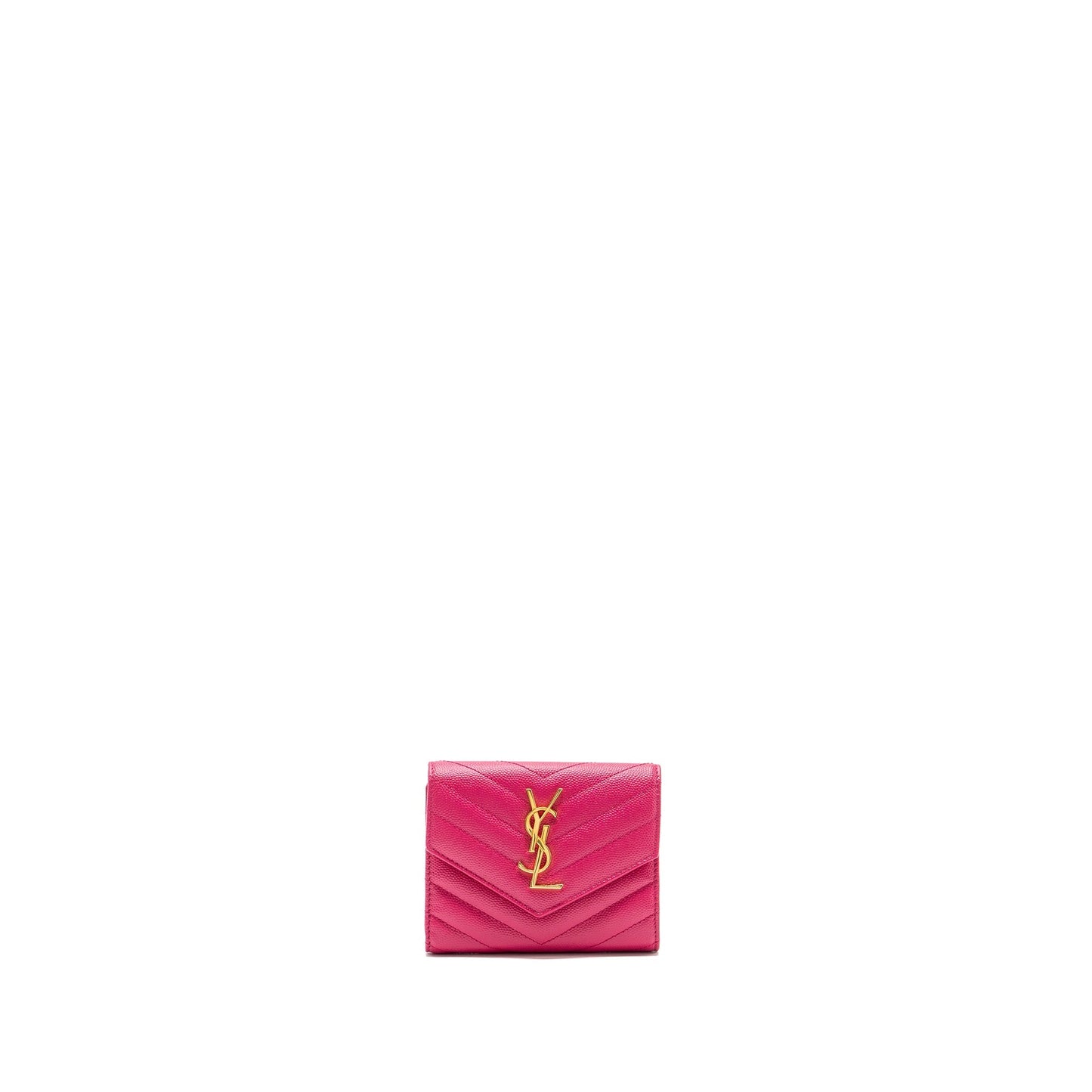 Saint laurent compact tri-fold wallet calfskin pink
