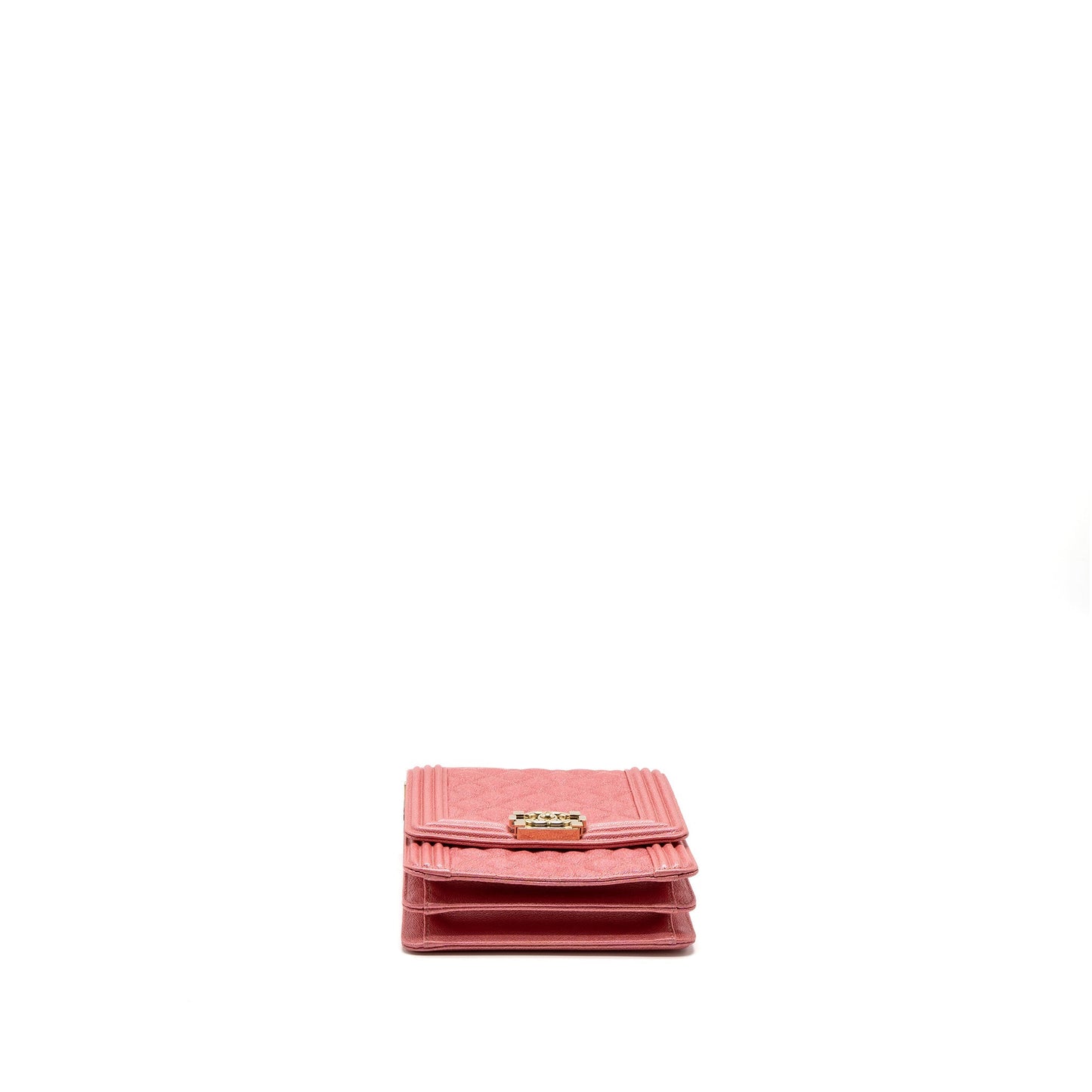 Chanel Vertical Boy Bag Metallic Grained Calfskin Pink LGHW