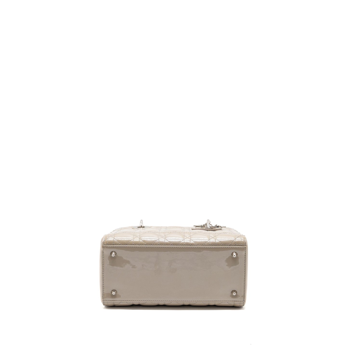 Dior medium lady dior patent light grey