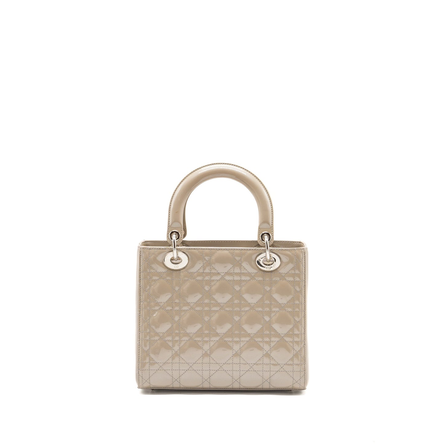 Dior medium lady dior patent light grey