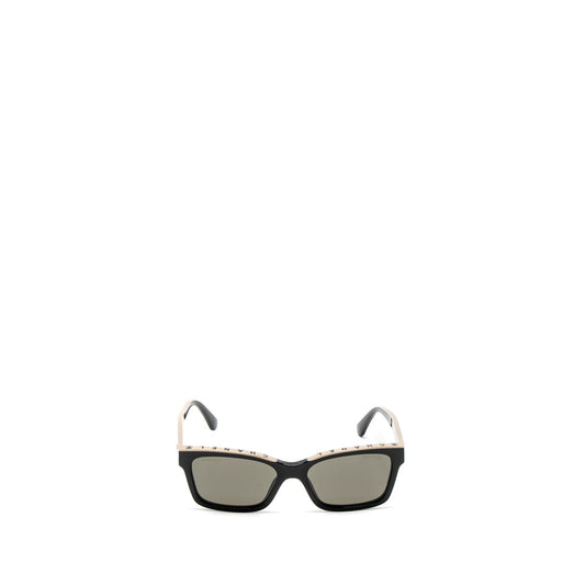 Chanel 5417 Square Sunglasses Black/Beige SHW