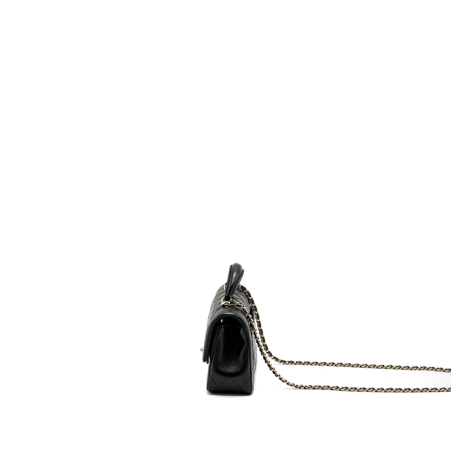 Chanel Top Handle Mini Rectangular Lambskin Black LGHW(Microchip)