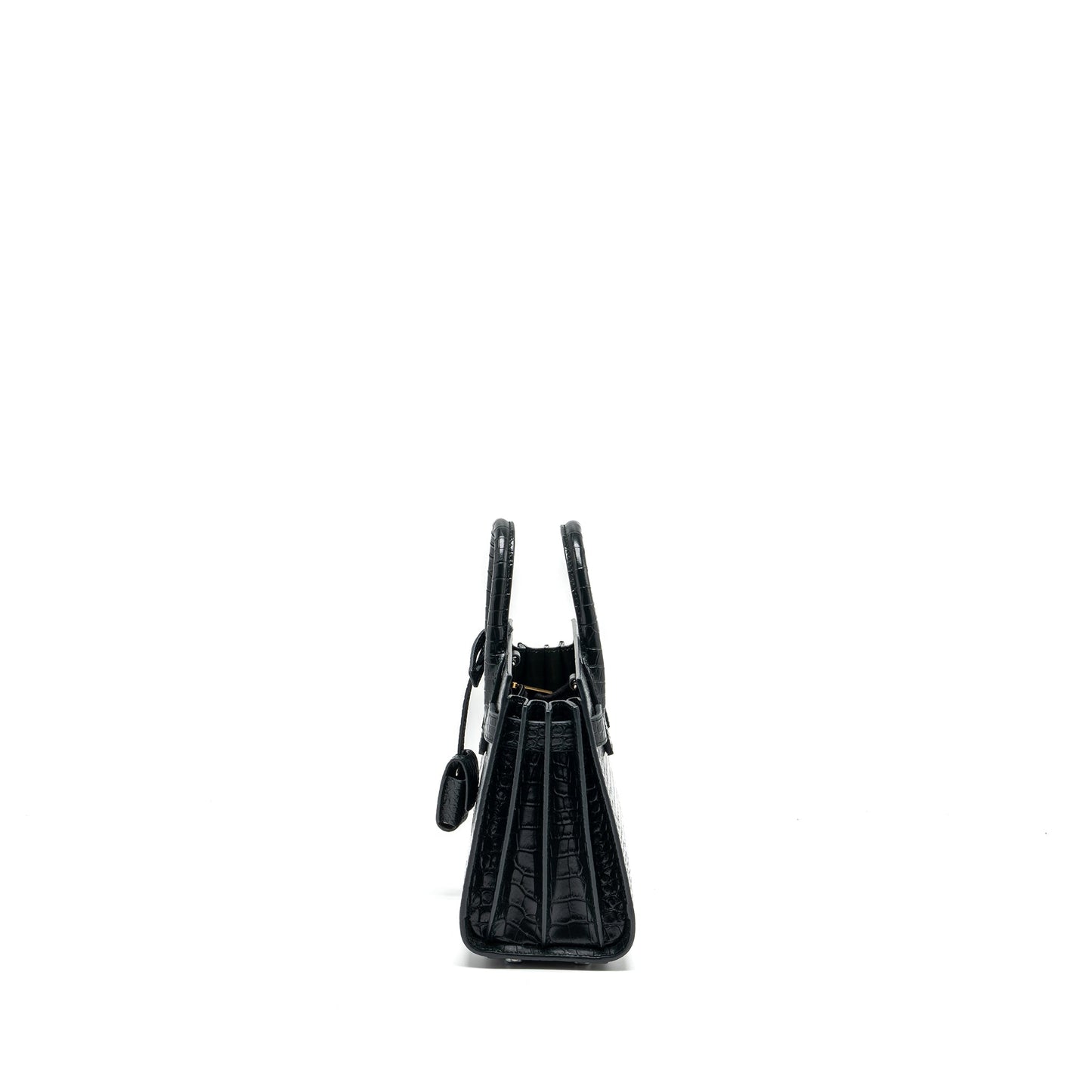 Saint Laurent/ Sac de Jour Nano Crocodile-Embossed Calfskin Dark Green