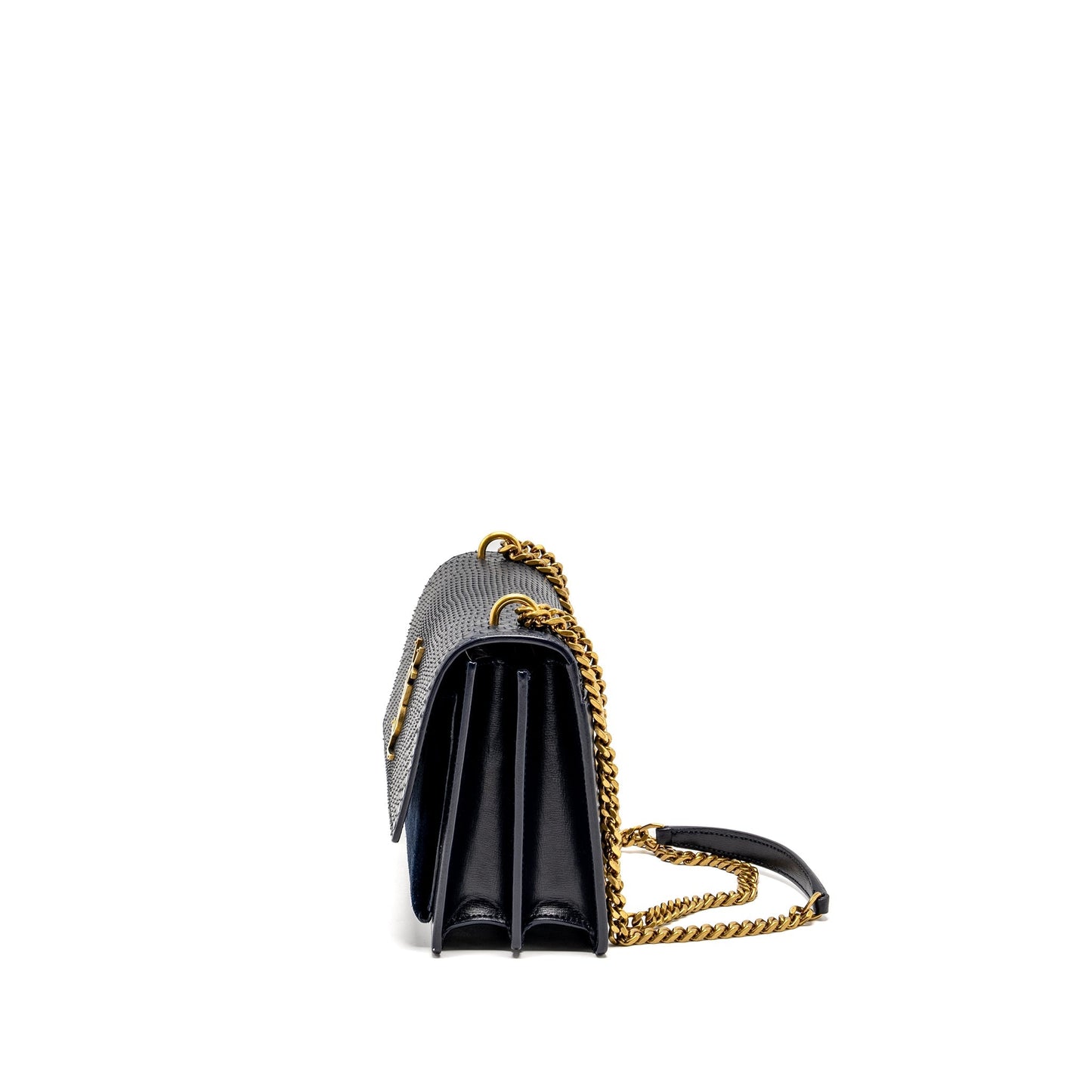 Saint Laurent / Sunset Purse Python/Suede Navy
