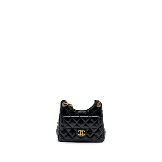Chanel 23C Small HOBO Bag Shiny Calfskin Black GHW (Microchip)