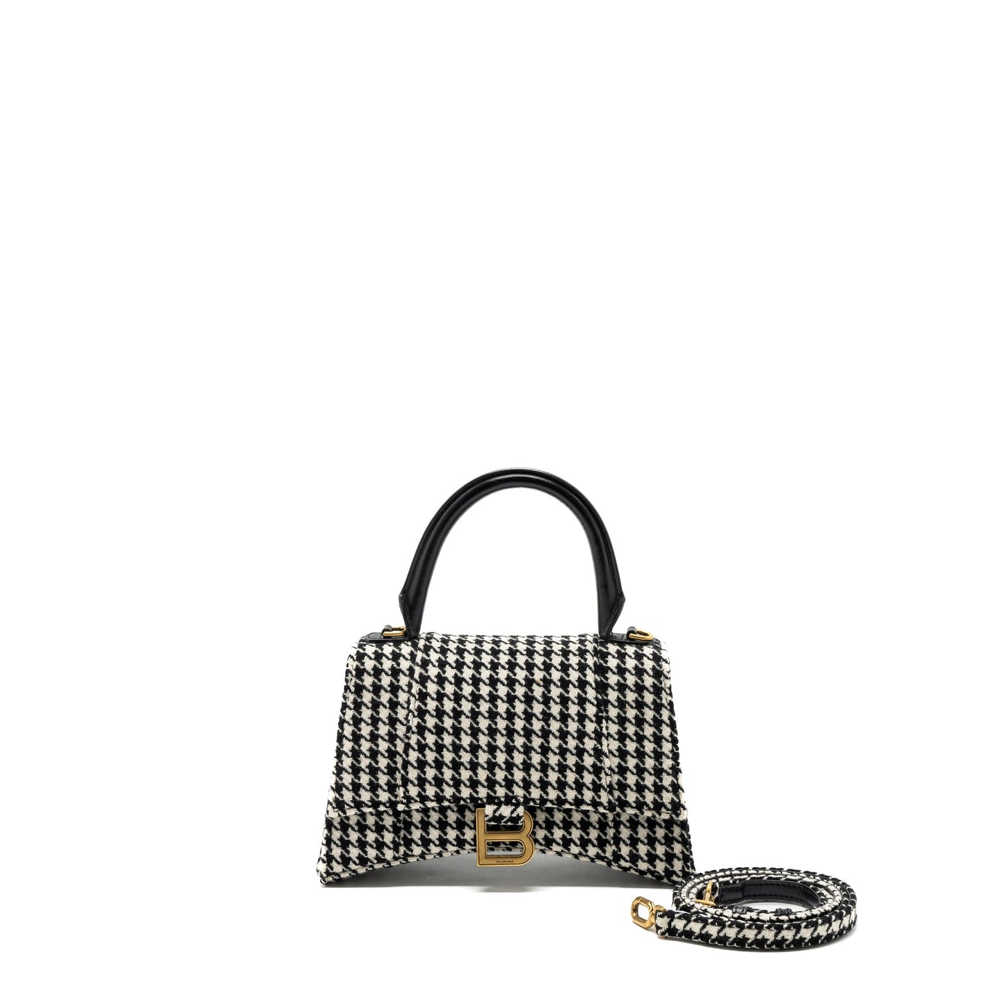 Balenciaga Hourglass S Wool Houndstooth Black/White