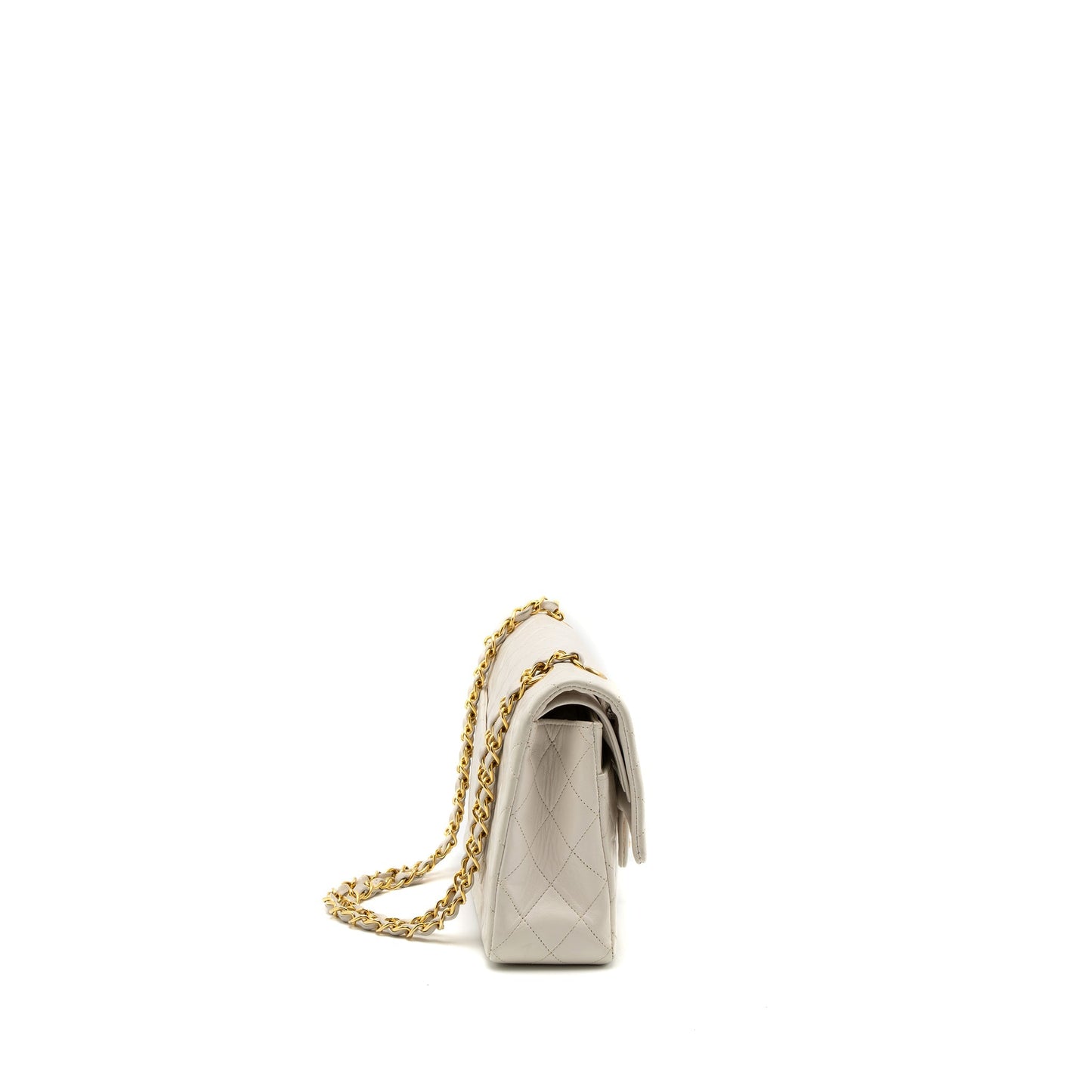 Chanel   Medium Classic Double Flap Bag Lambskin White GHW