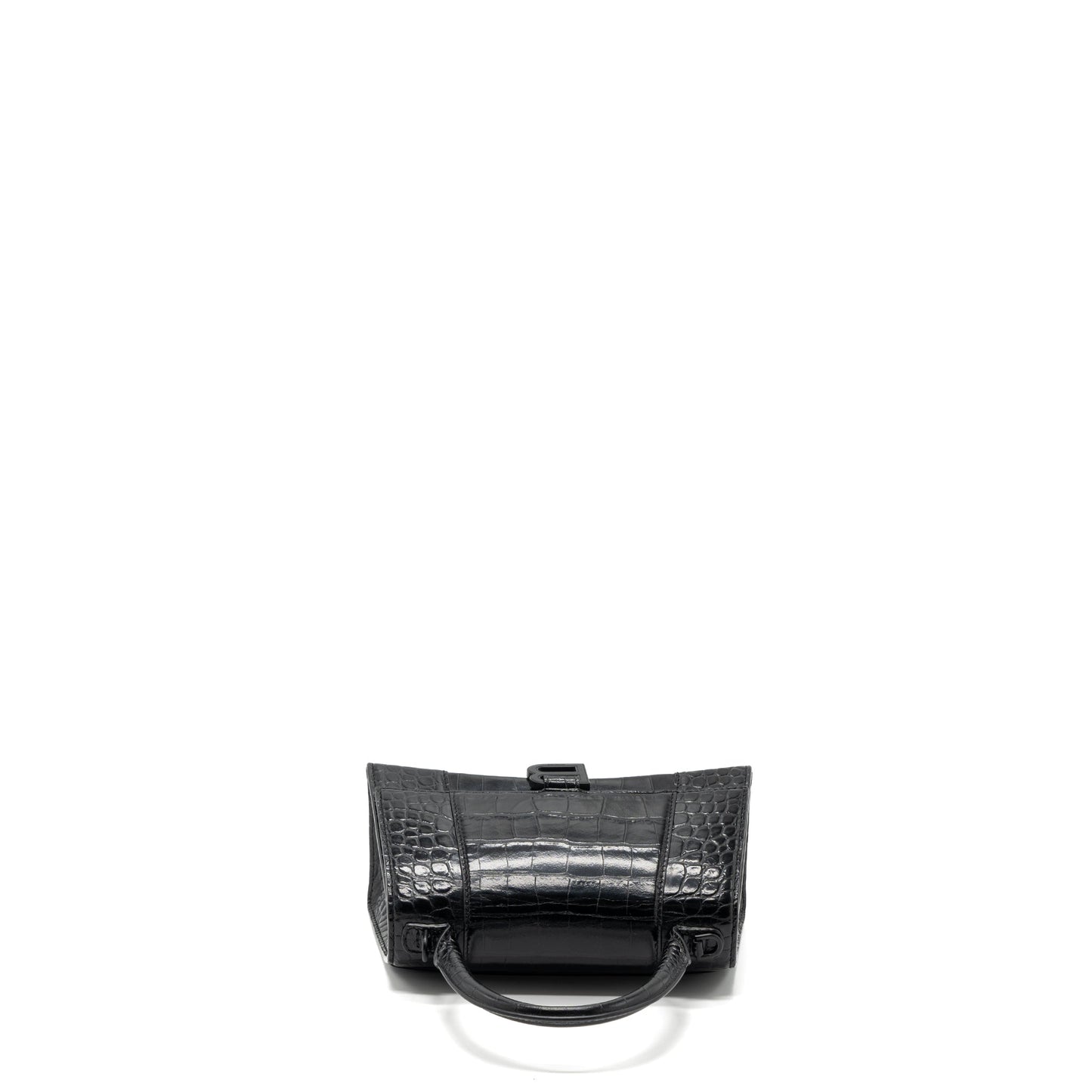 Balenciaga Hourglass S Crocodile-Embossed Calfskin So Black